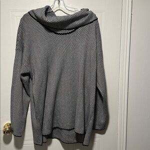 Calvin Klein Collection Black and White Chevron Turtleneck Sweater